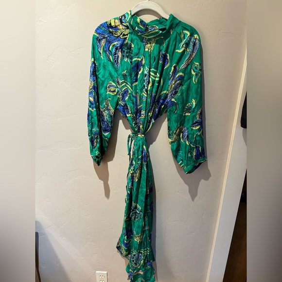 NWT Anthropologie Maeve Mock Neck Dress Maxi Midi Green Summer Paisley Large - Picture 6 of 6